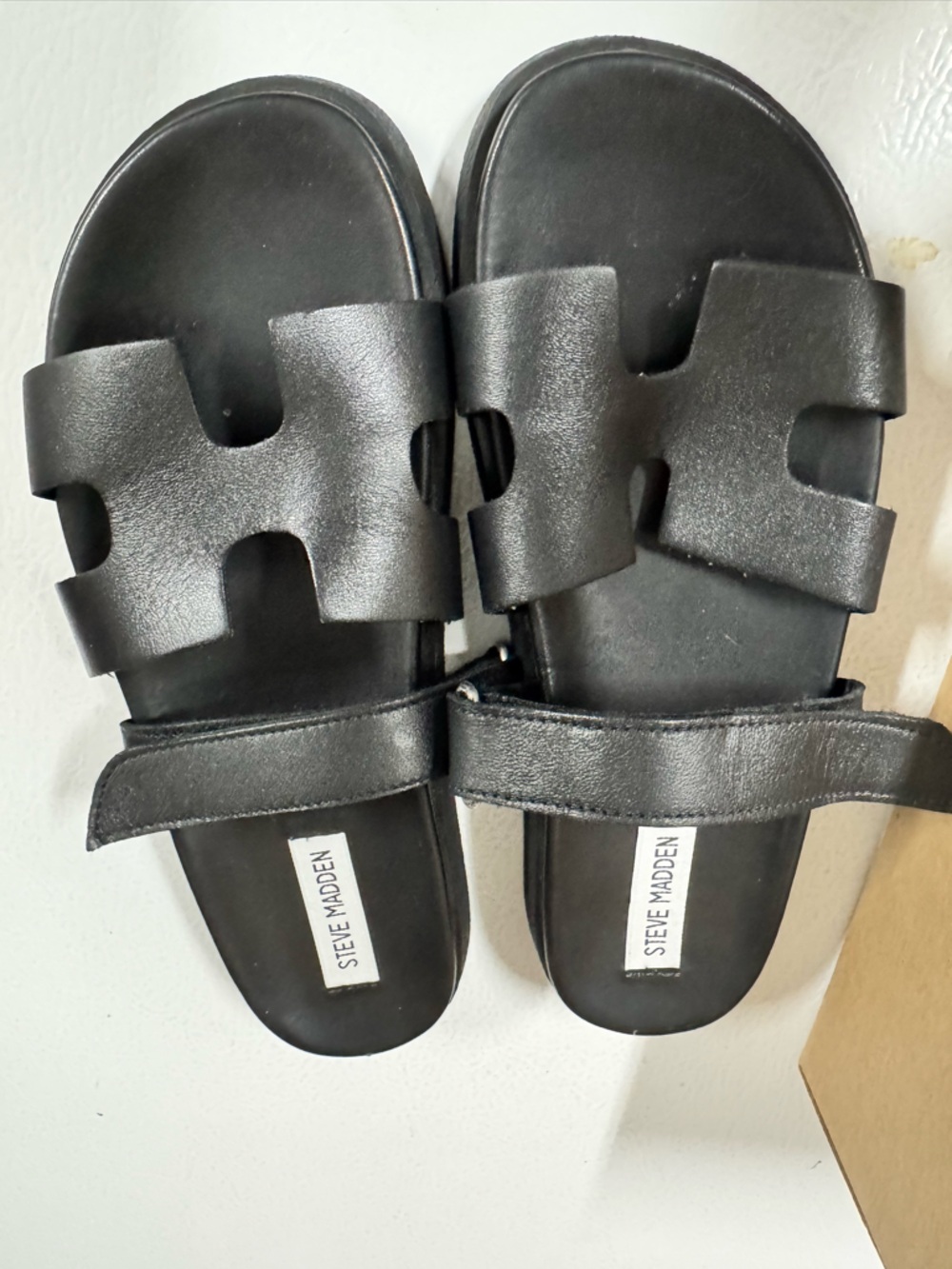 Steve Madden Black Cutout Slide Sandals with Strap